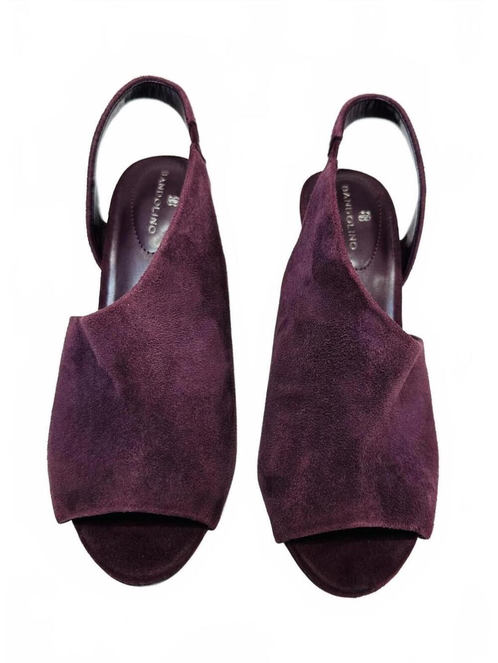 Bandolino Plum Suede Slingback Heels Peep Toe Size 7M